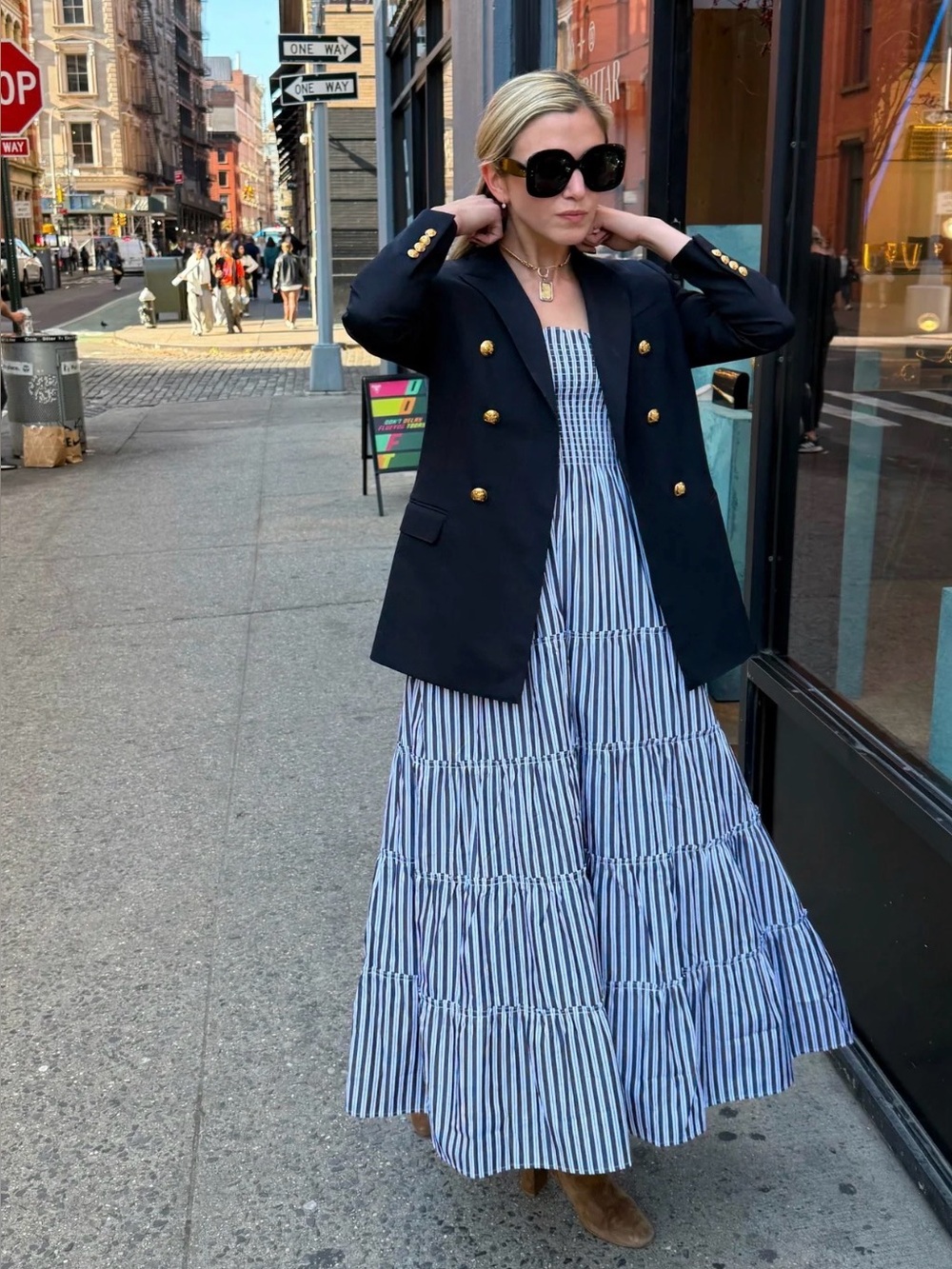 Hill House The Ellie Nap Dress in Blue & White Stripe NWOT